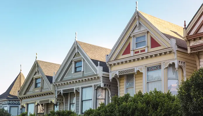 Modern residential properties with classic architectural design.