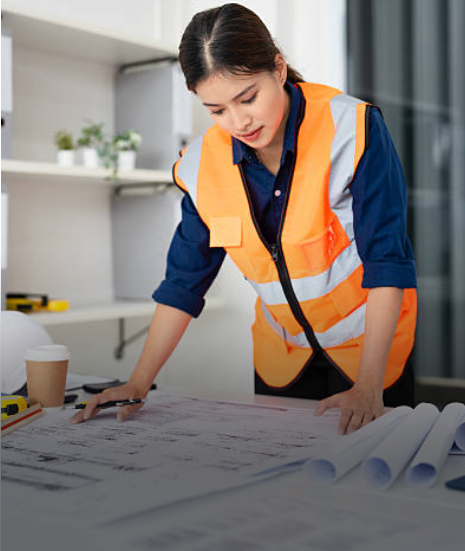 A woman checking the plan.