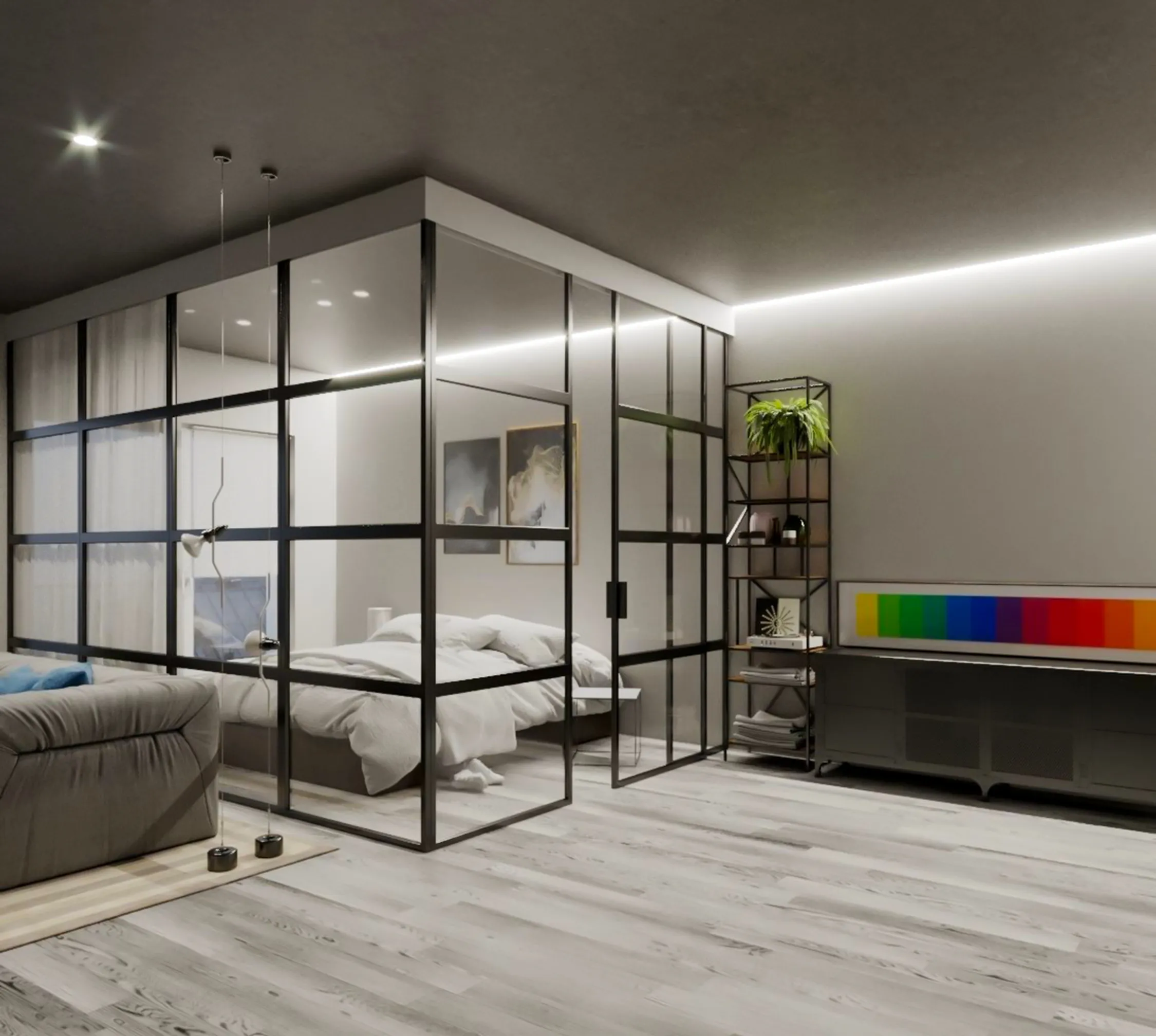 Room with fully covered safety area