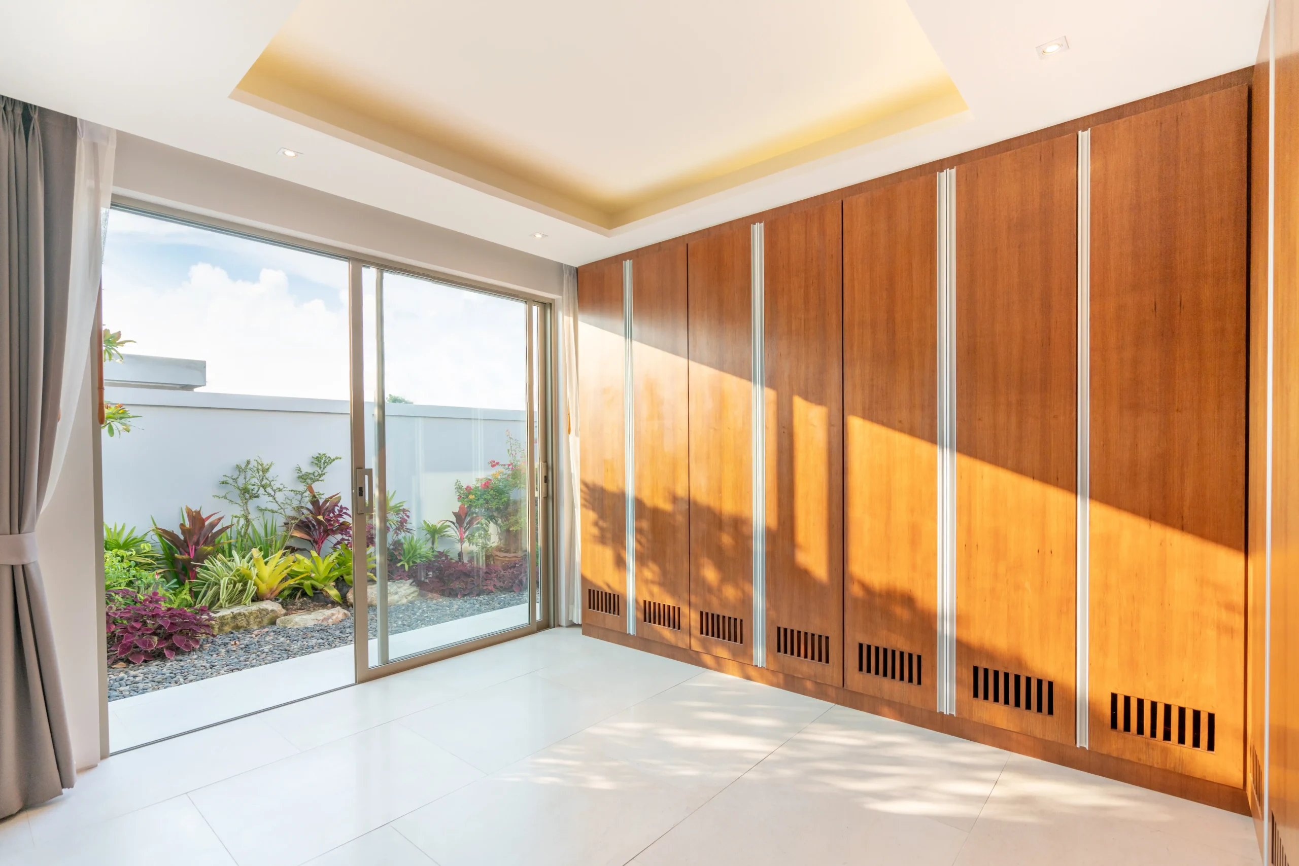 A beautiful modern wood clad ballistic wall panels