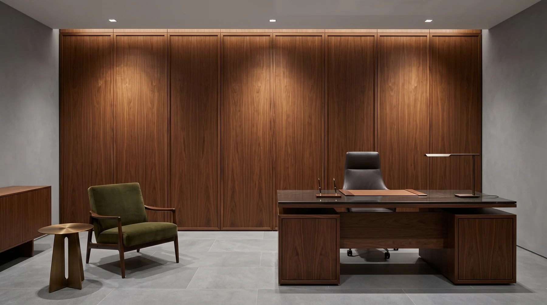 A beautiful living room space with wooden clad ballistic wall panels