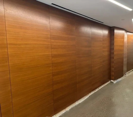 Wood Clad Ballistic Wall Panels installed on a corporate space